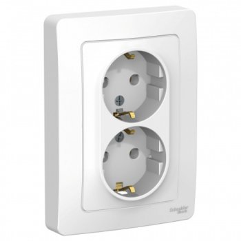 Розетка силовая двойная встраиваемая Schneider Electric Blanca с заземлением, цвет белый, арт. BLNRS001021