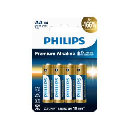 Батарейка щелочная PREMIUM Alkaline AA 4шт/уп.