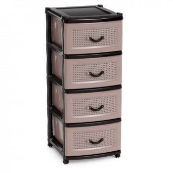 Комод пластик Альтернатива 4 секции коричневый