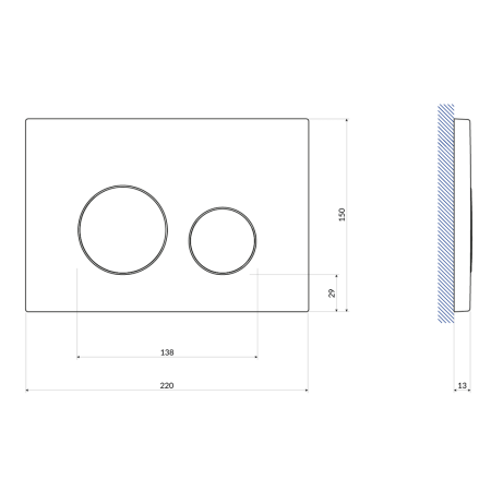 Клавиша для инсталляции  Cersanit TWINS цвет черный матовый Клавиша для инсталляции  Cersanit TWINS цвет черный матовый