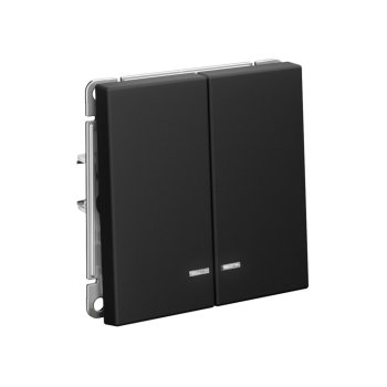 Выключатель встраиваемый Systeme Electric ARTGALLERY 2 кл. карбон, с подсветкой, арт. GAL001053s