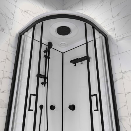 Кабина душевая Тритон Прайм-Блэк низкий поддон 90х90х219,5см универсальная прозрачное стекло