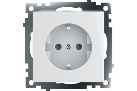 Розетка силовая одноместная встраиваемая STEKKER Катрин с заземлением, цвет белый, арт. GLS16-7110-01