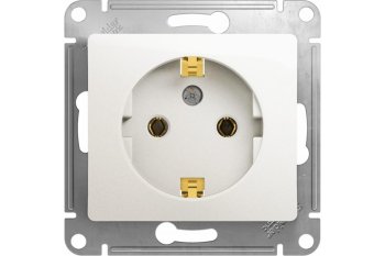 Розетка силовая одноместная встраиваемая Schneider Electric Glossa с заземлением, цвет перламутр, арт. GSL000643