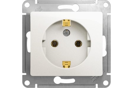 Розетка силовая одноместная встраиваемая Schneider Electric Glossa с заземлением, цвет перламутр, арт. GSL000643