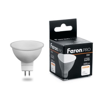 Лампа светодиодная Feron Pro GU5.3 6Вт 2700К теплый белый MR16