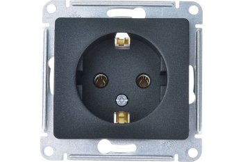 Розетка силовая одноместная встраиваемая Schneider Electric Glossa с заземлением, цвет антрацит, арт. GSL000743