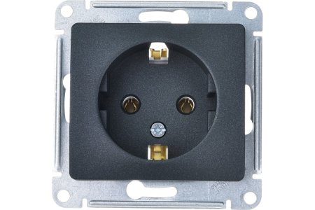 Розетка силовая одноместная встраиваемая Schneider Electric Glossa с заземлением, цвет антрацит, арт. GSL000743