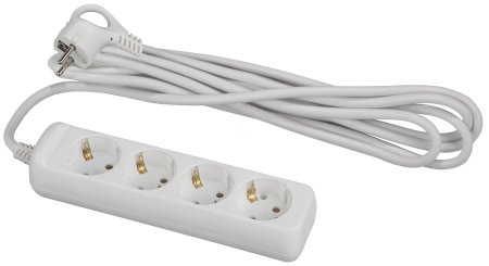 Удлинитель бытовой ЭРА 4 розетки без выключателя с заземлением 3 м 16А белый IP20