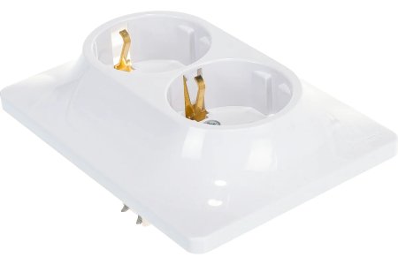 Розетка силовая двойная встраиваемая Schneider Electric Glossa с заземлением, цвет белый, арт. GSL000124