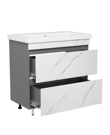 Тумба напольная Марбл 70х77х44см цвет монте белый
