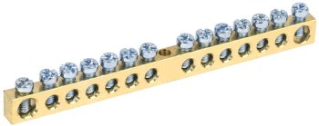 Шина нулевая IEK без изолятора (крепеж по краям) 6х9 14/2 14 отверстий 100А