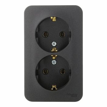 Розетка силовая двойная накладная Schneider Electric Blanca с заземлением, цвет антрацит, арт. BLNRA010216