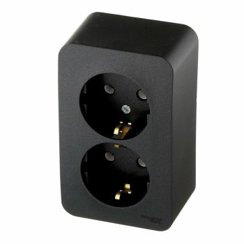 Розетка силовая двойная накладная Schneider Electric Blanca с заземлением, цвет антрацит, арт. BLNRA010216