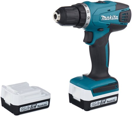 Дрель-шуруповерт аккумуляторная Makita DF347DWE Li-lon 14,4В 2x1,5Ач 23Нм Дрель-шуруповерт аккумуляторная Makita DF347DWE Li-lon 14,4В 2x1,5Ач 23Нм