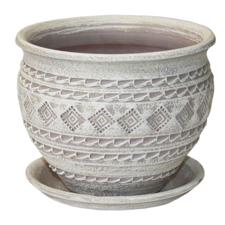 Горшок с поддоном Кружева чугунок 5л Ø21см капучино