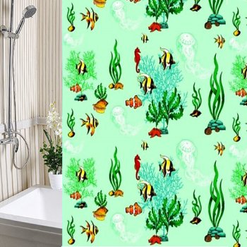Штора для ванной  Альфа-Стиль Водоросли 180х180см полиэтилен цвет зеленый