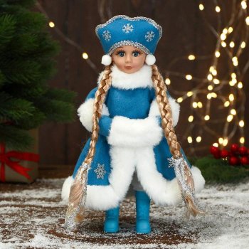 Снегурочка в шубке 14х30 см синий