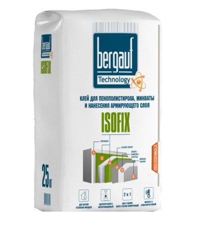 Клей для наружной теплоизоляции Isofix Bergauf 25кг