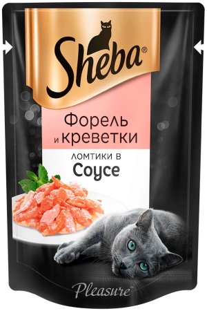 Корм консервированный для кошек Sheba форель и креветки в соусе 75г