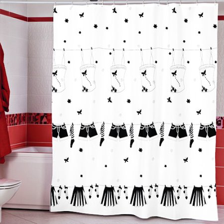 Штора для ванной  MIRANDA MIRANDA DRESSY 180х200см полиэстер цвет черный