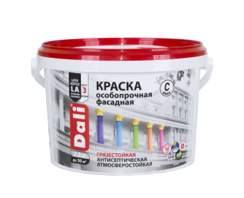 Краска водно-дисперсионная Dali особопрочная фасадная основа С 2,5 л