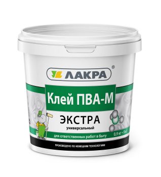 Клей ПВА Лакра Экстра прозрачный 0,9 кг