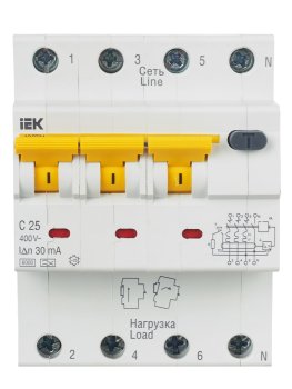 Автомат дифференциальный IEK KARAT 4 6кА 25А арт.MAD22-6-025-C-30