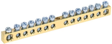 Шина нулевая IEK без изолятора (крепеж по краям) 6х9 14/2 14 отверстий 100А арт.YNN11-14-100