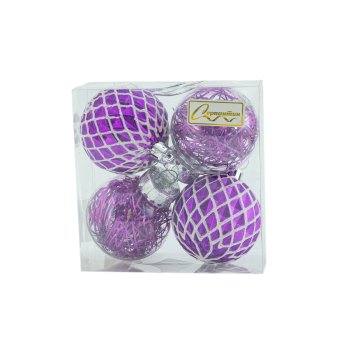 Набор шаров Яркая метель 6 см цвет белый/фиолетовый 4шт
