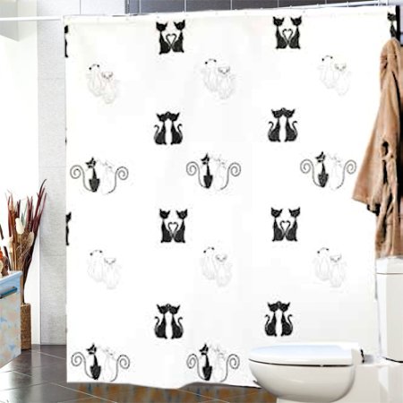 Штора для ванной  MIRANDA BLACK CATS 180х200см полиэстер цвет белый