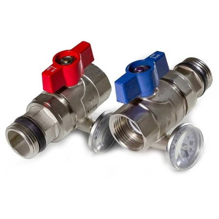 Кран американка с термометром для коллекторной группы 1"