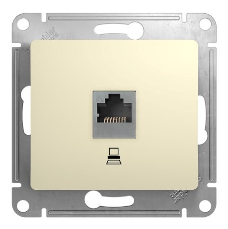 Розетка RJ45 категория 5е одноместная встраиваемая Schneider Electric Glossa цвет бежeвый, арт. GSL000281K