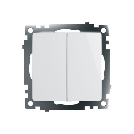 Выключатель встраиваемый STEKKER Катрин 2 кл. белый, без подсветки, арт. GLS10-7104-01