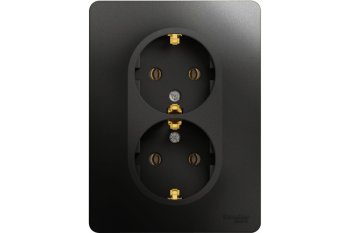 Розетка силовая двойная встраиваемая Schneider Electric Glossa с заземлением, цвет антрацит, арт. GSL000724