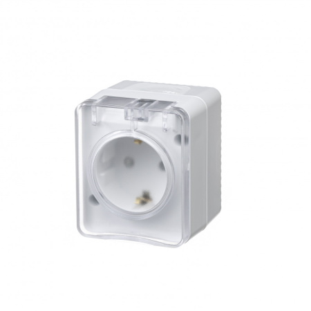 Розетка силовая одноместная накладная Schneider Electric AtlasDesign Profi54 с заземлением, цвет белый, арт. ATN540145