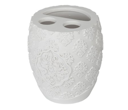 Стакан для зубных щеток с разделителем Ажур полирезина цвет белый