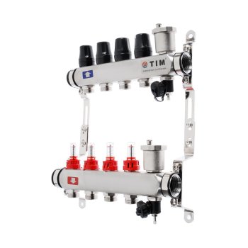 Коллекторная группа для теплого водяного пола 1" х 3/4" 4