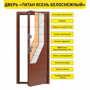 Дверь входная Титан 960х2050 (мм) левая медный антик -  медный антик