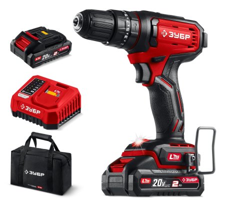 Дрель-шуруповерт аккумуляторная Зубр ДШУ-40-22 Li-lon 20В 2x2Ач 40Нм
