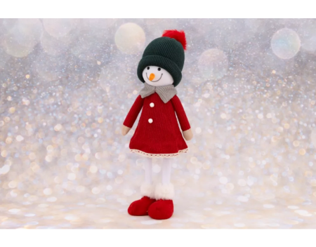 Мягкая игрушка Снеговик-девочка 45х14см красный пластик