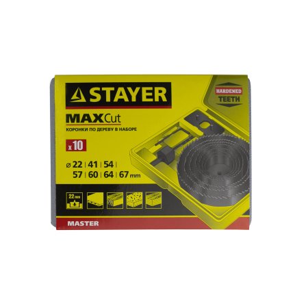 Набор коронок STAYER 22-67 мм по дереву