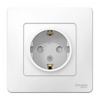 Розетка силовая одноместная встраиваемая Schneider Electric Blanca с заземлением, цвет белый, арт. BLNRS001111