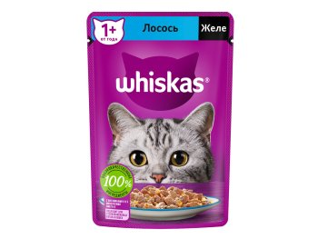 Корм консервированный для кошек Whiskas лосось в желе 75г Корм консервированный для кошек Whiskas лосось в желе 75г