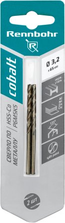 Сверло по металлу RENNBOHR 668032 3,2 мм 65 мм 2 шт