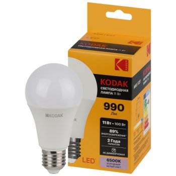 Лампа светодиодная Kodak E27 11Вт 6500К холодный белый груша (А)
