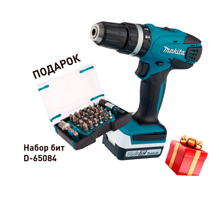 Дрель-шуруповерт аккумуляторная Makita НР347DWE Li-lon 14,4В 2x1,5Ач 30Нм