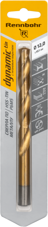 Сверло по металлу RENNBOHR 667120 12 мм 151 мм 1 шт Сверло по металлу RENNBOHR 667120 12 мм 151 мм 1 шт
