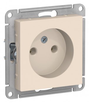 Розетка силовая одноместная встраиваемая Schneider Electric AtlasDesign без заземления, цвет бежeвый, арт. ATN000241