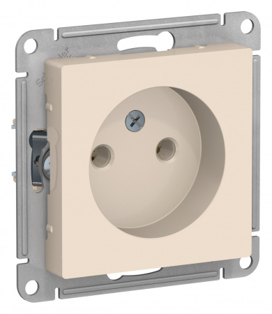 Розетка силовая одноместная встраиваемая Schneider Electric AtlasDesign без заземления, цвет бежeвый, арт. ATN000241